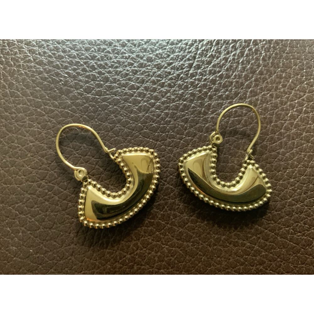 Anthropologie Gold Hoop Earrings Beaded Fulani Fan Statement Tribal Ethnic VTG - Picture 6 of 7